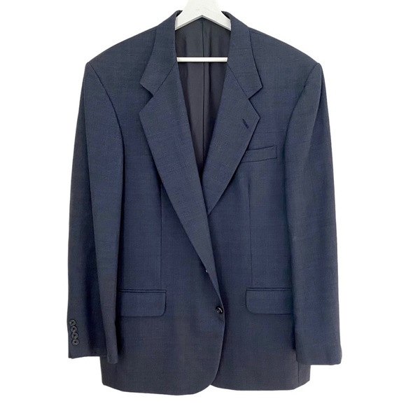 OSCAR DE LA RENTA Check Plaid Blazer Sport Coat Wool 2 Button Suit Jacket 44L